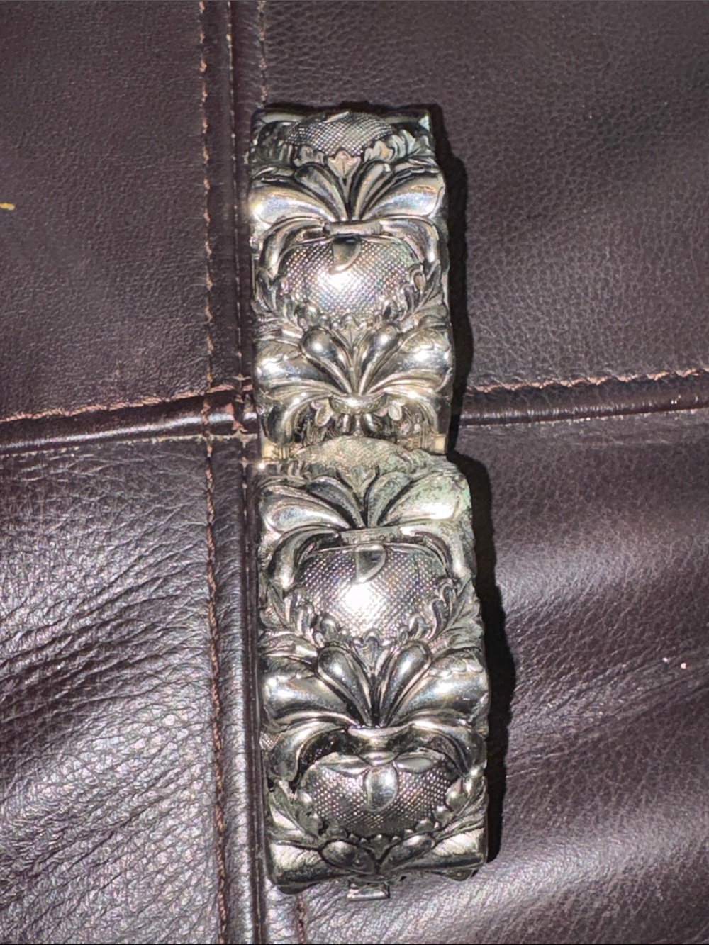 Ornate Silver Floral Hinged Cuff Bracelet Repousse Vargas? Whiting & Davis? - Picture 9 of 15